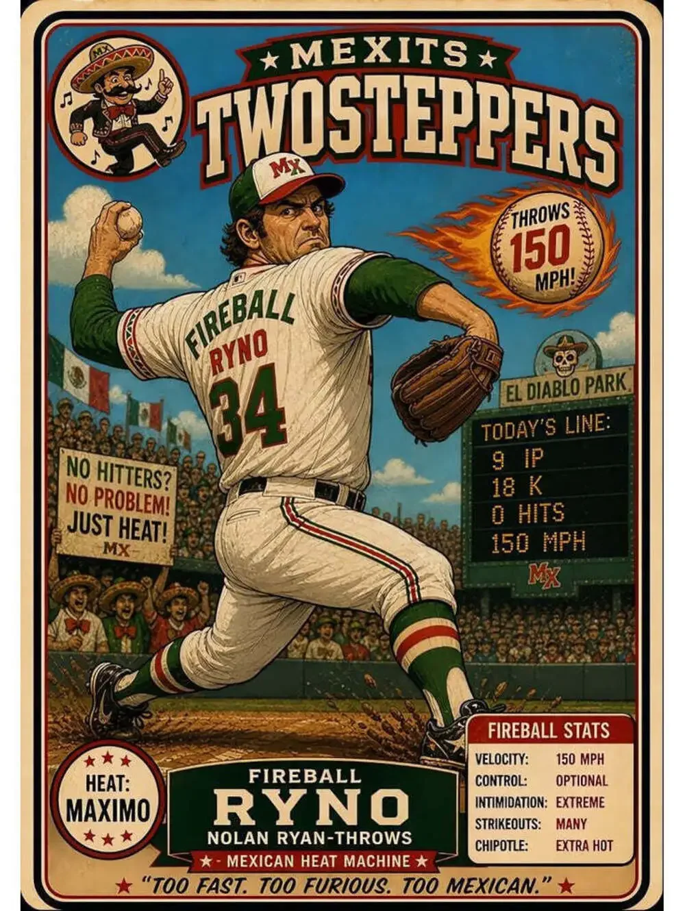 4622 Fireball Ryno 8x10 Print | Parody Sports Card Series